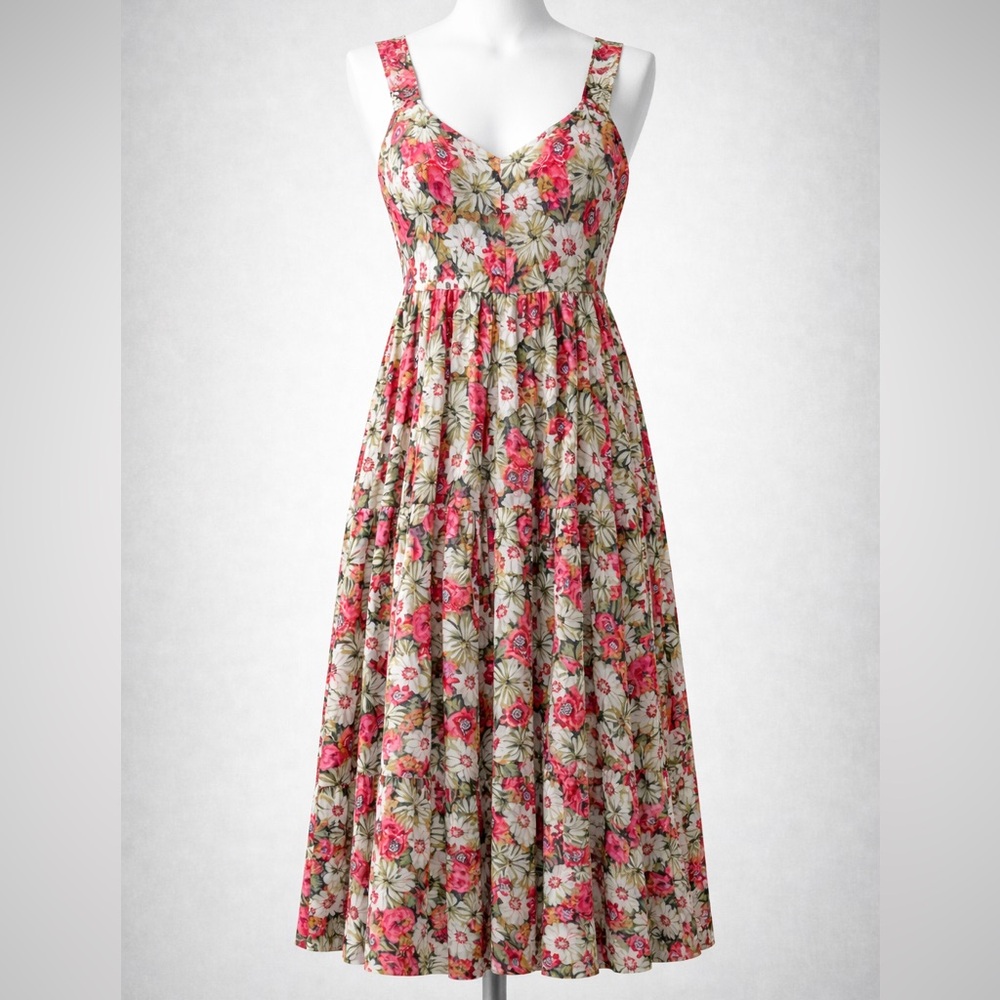 Jacqui E Floral Maxi Dress - Pink and White